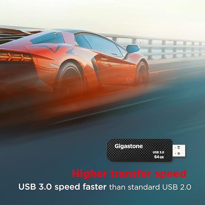 Gigastone Z30 64GB USB3.0 Flash Drive, Capless Retractable Design Pen Drive, Carbon Fiber Style, Reliable Performance & Durable