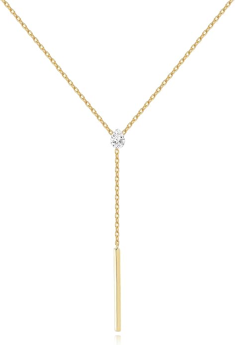 Gold Necklace for Women, Dainty Gold Long Necklaces 14k Gold Plated Prom Lariat Necklace Cute Choker Necklaces for Women Trendy Stuff Fashion Costume Gold Accessories Christmas Jewelry Gifts