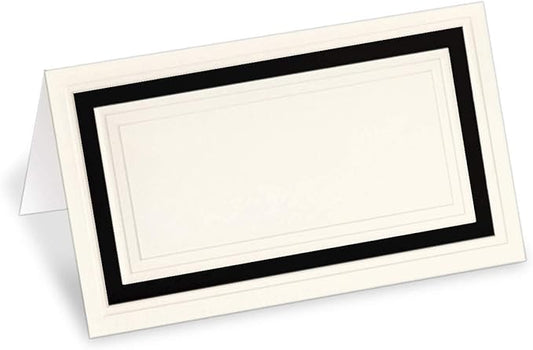 PaperDirect Cream Cover Stock Place Cards with Black Foil Border, 100-Pack