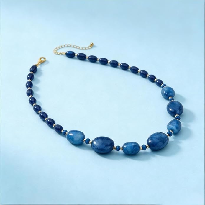Chunky Beaded Necklace For Women, Multi Color Boho Irregular Oval Bead Long Necklaces Vintage Unique Statement Jewelry Gifts
