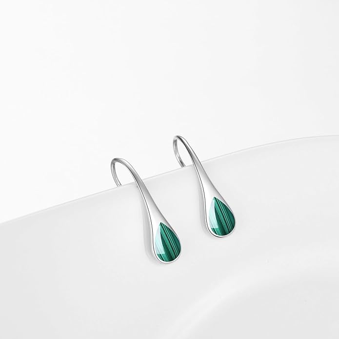 925 Sterling Silver Small Pear-Shaped Modern Style Hook Earrings with Crystals from Austria