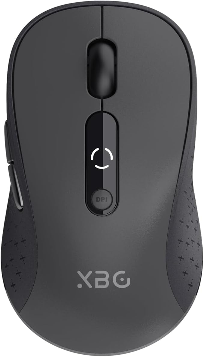 XBG B15 Tri-Mode Wireless Mouse, Bluetooth 5.0/4.0 & 2.4G, 5 Adjustable DPI, Type-C Rechargeable with 3-Level Battery Indicator, Ergonomic Silent Design for Office/Laptop/Travel