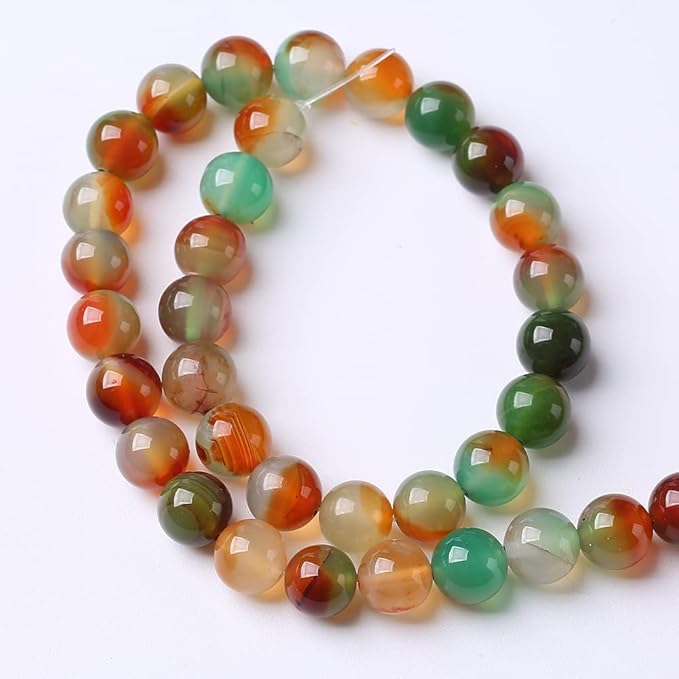 72PCS 10mm Natural Peacock Agates Beads for Jewelry Making Semi Precious Loose Gemstones Beads DIY Bracelet Necklace 2 Strand 32"