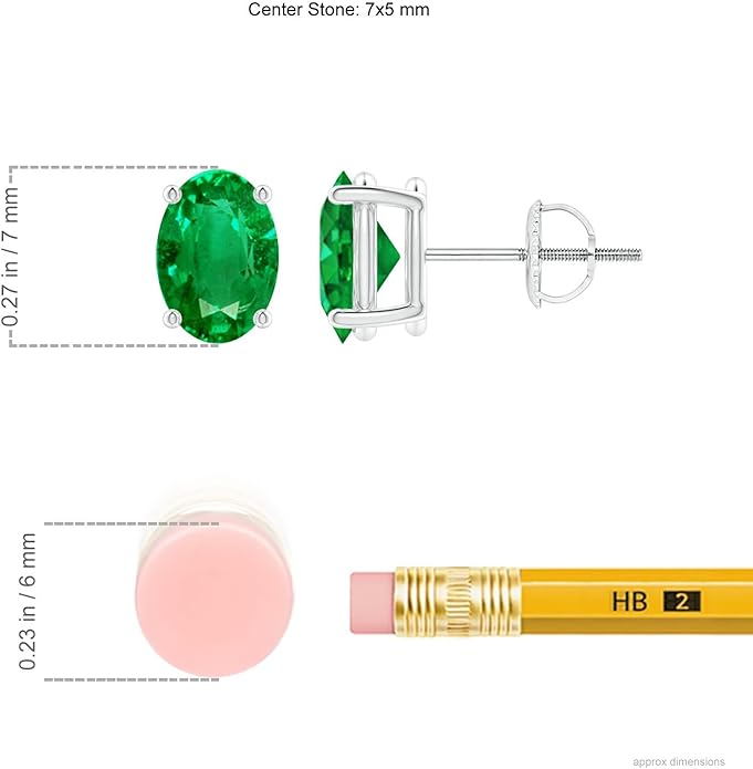 ANGARA Natural Emerald Earrings for Women | Oval Shape Emerald Classic Earrings in 14K Solid Gold/Platinum | May Birthday, Anniversary, Gemstone Jewellery Gift