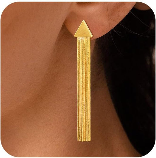 Gold Earrings for Women Trendy, Simple Dainty 14K Gold Plated Paperclip Square Chain Link Dangle Hoops Earrings Pin Stud Huggie Earrings Lightweight Hypoallergenic Minimalist Aesthetic Gold Jewelry for Christmas Gifts