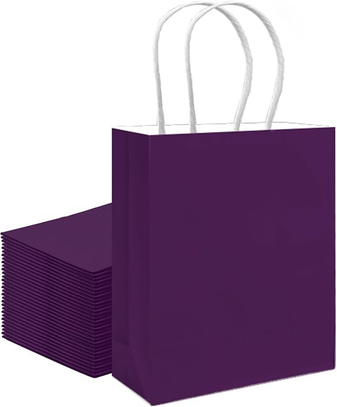 qiqee 30PCS Medium Gift Bag with Handles Bulk 11"x5"x8" Gift Bags Cardamom Purple Bags Multiple Uses (Medium Size)