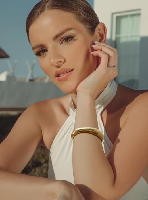 Elegance 11 designs Gold Plated Cuff Bangle Bracelets For Women Set Chunky Trendy Gold Bracelet Minimalist Hinged Arm Cuff Jewelry Gift 2pcs