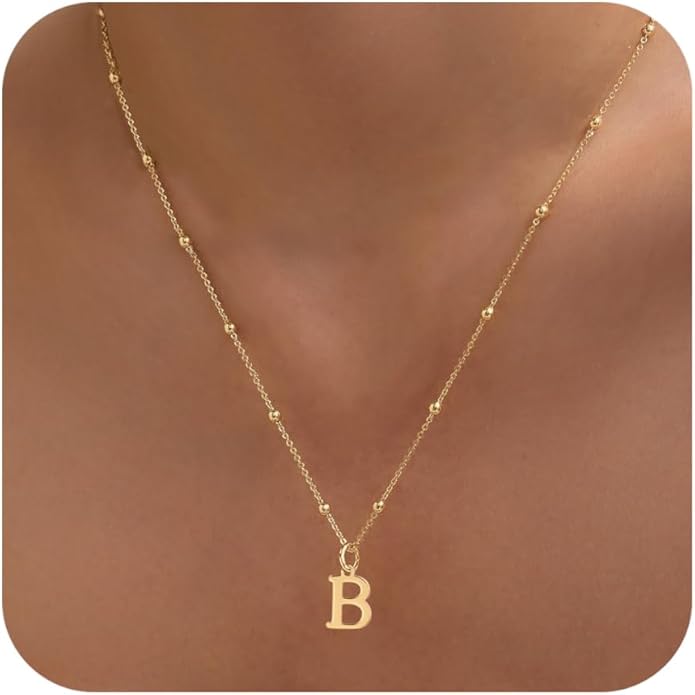 Valentines Gifts for Her Women - Initial Necklaces for Women Dainty 14k Gold Plated A-Z Letter Pendant Name Necklaces Cute Charm Choker Fashion Accessories Non Tarnish Trendy Jewelry Gift