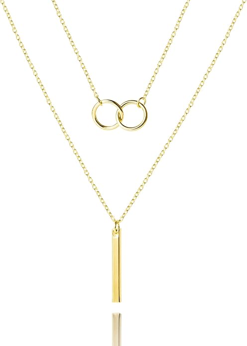 Layered Gold Necklaces for Women, Stackable 14K Gold Plated Necklace, Dainty Cross/Circle/Heart Pendant layered Necklace, Adjustable Dainty Gold/Silver Necklace Jewelry Set for Women