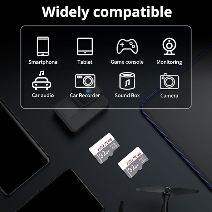 2 Pack TF Card 32GB with Adapter, High Speed Memory Card, UHS-I C10 A1 Memory TF Card for Tablet/Mobile Phone/Camera/Car Audio/Game Console (TF183 White Gray 32GB)