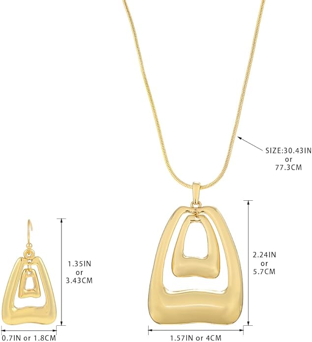 Madison Tyler Gold Plated Jewelry Set for Women | Silver Teardrop Pendant Necklace Trendy | Long Necklace with Snake Chain | Fashion Dangle Earring Set