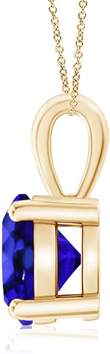 Angara Natural Tanzanite Solitaire Pendant for Women | Round Tanzanite Solitaire Pendant Necklace in 14K Solid Gold/Silver/Platinum With 18" Chain | December Birthday, Gemstone Jewelry Gift