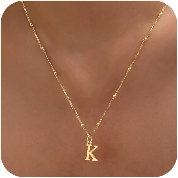 Valentines Gifts for Her Women - Initial Necklaces for Women Dainty 14k Gold Plated A-Z Letter Pendant Name Necklaces Cute Charm Choker Fashion Accessories Non Tarnish Trendy Jewelry Gift