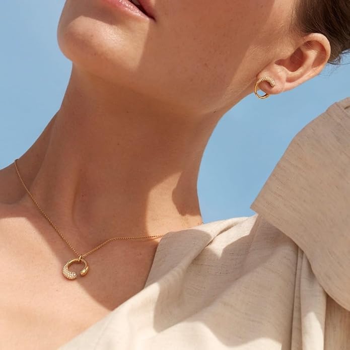 IBARA Women Gold Dianty Necklace Sun Crescent Moon Star Evil Eye Lock Lovely Heart Flower Butterfly Pearl Pendant Coin Necklaces 18K Gold CZ Diamond Filled Chain Boho Beach Simple Handmade Jewelry