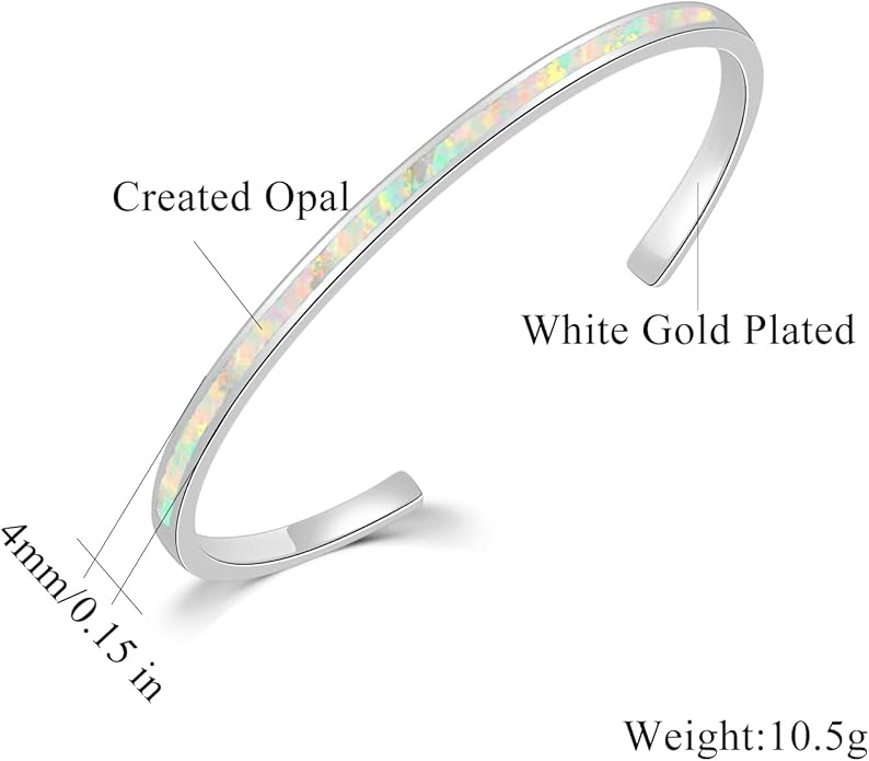 CiNily Womens Cuff Bracelet,Opal Bangle Bracelets Gold Plated Hypoallergenic Ladies Gemstone Open Cuff Bangle Bracelet