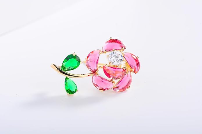 14K Gold Rose Flower Brooch - Elegant Floral Design Scarf Buckle, Graceful Pin for Special Occasions, Ideal Gift for Her, Craft Enthusiast Jewelry Accessory