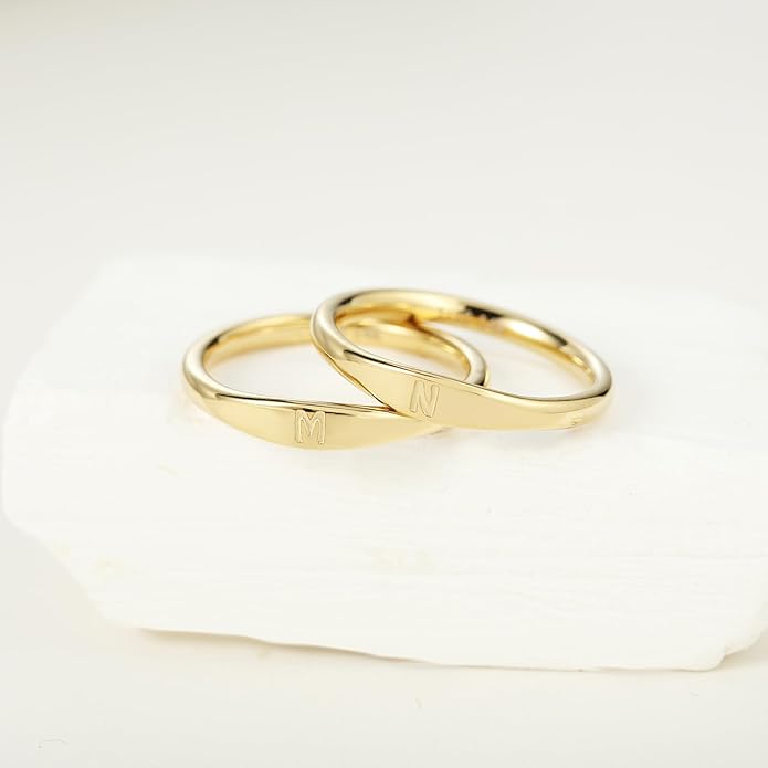Gold Initial Rings for Women Non Tarnish Thumb Rings for Teen Girls 14K Gold plated for Women