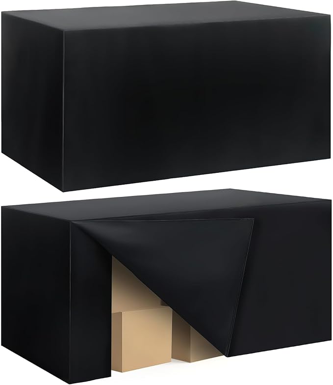Ascoza 2 Pack Fitted Tablecloth for 4 Foot Rectangle Tables 48 x 24 Inch Black Table Covers Water Resistant Polyester Table Cloth for Wedding, Parties,Display, Trade Show (Black)