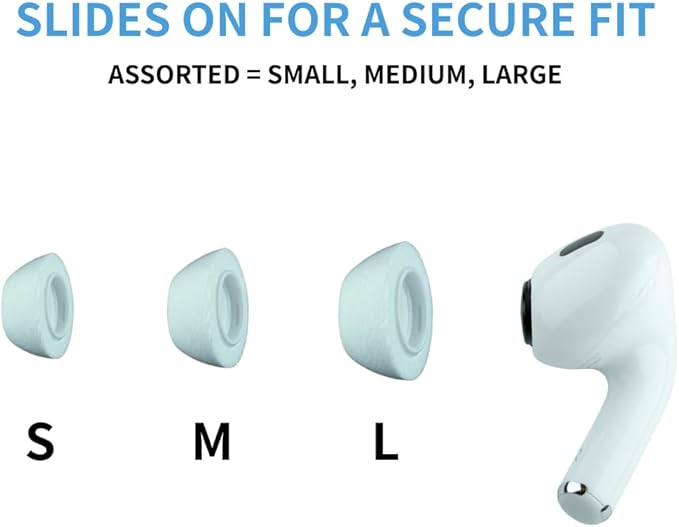 Comply TrueGrip MAX | Premium Memory Foam Replacement Earbud Tips for Apple AirPods Pro 1 & 2 | Long Lasting Comfort, Extreme Durability, Secure Fit, Superior Noise Isolation| White (Medium) (3 Pairs)