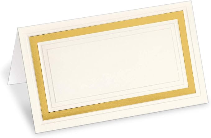 PaperDirect Cream Cover Stock Place Cards with Gold Foil Border, 100-Pack