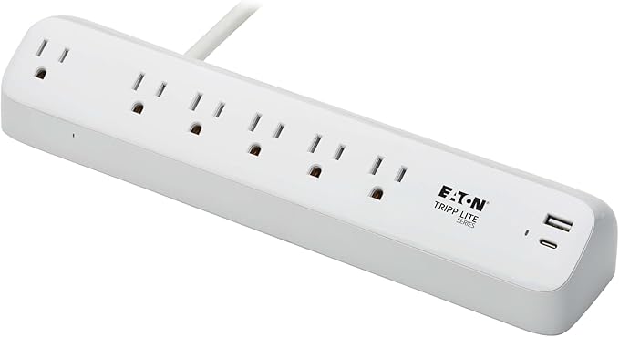 Eaton Tripp Lite Series Desk Clamp Power Strip Surge Protector, 6-Outlets, USB-A & USB-C Charging Ports, 900 Joules, 6ft Flat Extension Cord, Lifetime Manufacturer's Warranty (TLP66UCLAMP)