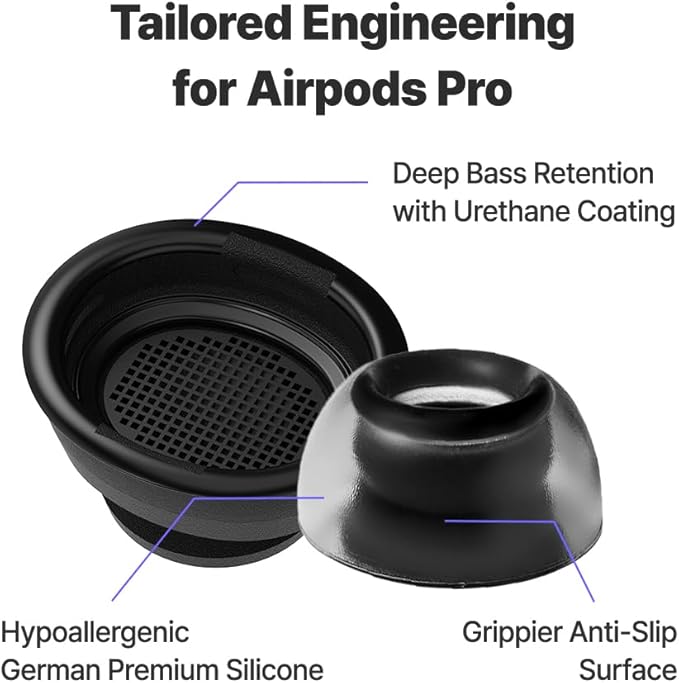 AZLA Crystal for Airpods Pro 1st & 2nd Gen (2-Pair, MS) – Airpod Pro Ear Tip Replacement – Airpod Pro Tips with Premium Silicone