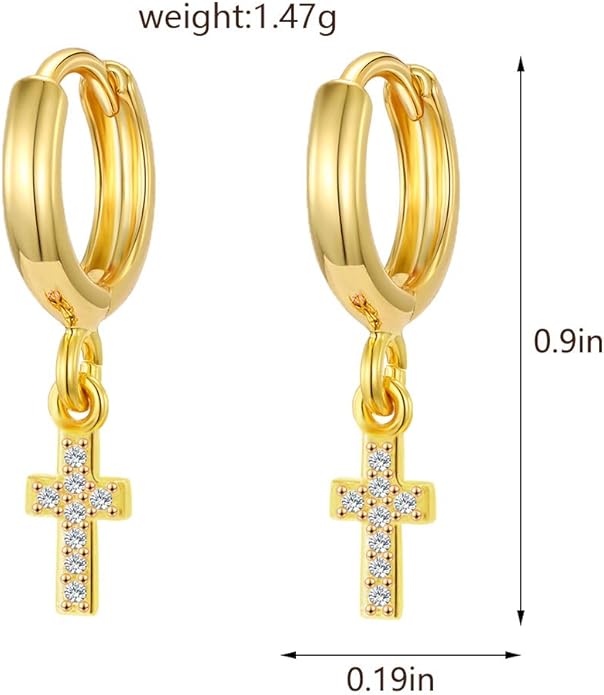 XYJZXY Gold Huggie Small Hoop Earrings with Charm Personalized Snake/Evil Eye/Star/Cross/Lock/Key 18k Gold Plated Crystal Drop Dangle Earrings for Women