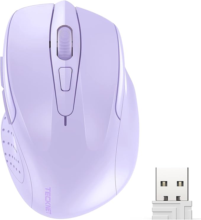 TECKNET Wireless Mouse, 2.4G Ergonomic Optical Mouse, Computer Mouse for Laptop, PC, Computer, Chromebook, Notebook, 6 Buttons, 24 Months Battery Life, 4000 DPI, 6 Adjustment Levels