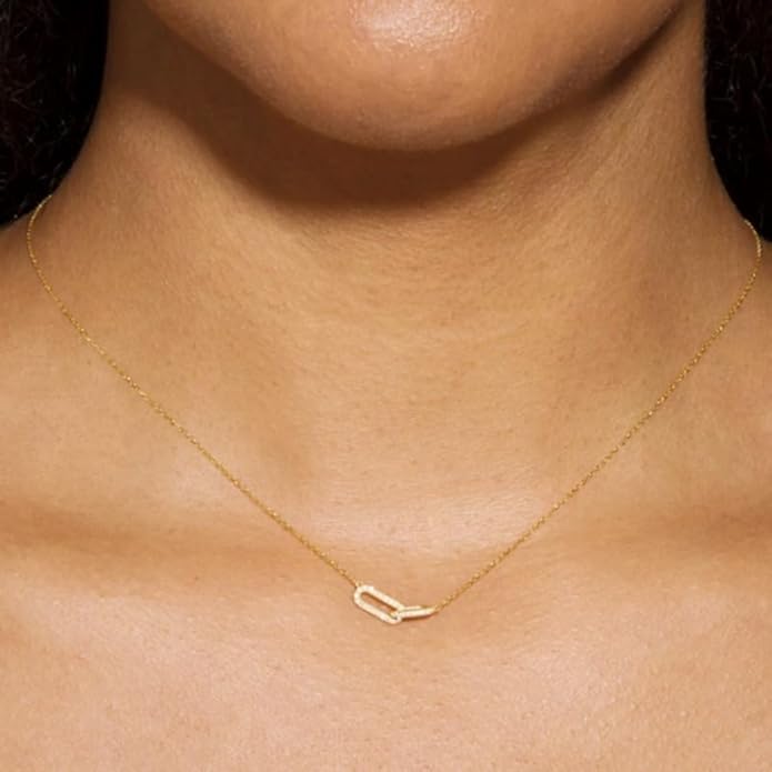 Evabelle Gold Layered Necklace for Women Trendy Jewelry 14K Real Gold Plated Chunky Chain Stackable Necklaces Dainty Choker Necklaces Rectangle Square Pendant
