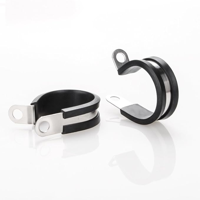 LOKMAN 20 Pack 2 Inches Stainless Steel Cable Clamp, Rubber Cushioned Insulated Clamp, Metal Tube Holder for Tube, Pipe or Wire Cord Installation