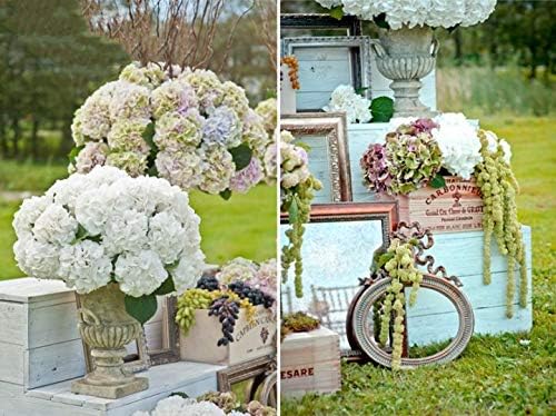 Kimura's Cabin 2Bouquets Fake Hydrangea Flowers Vintage Artificial Silk Flowers Bouquets 10Heads for Home Table Centerpieces Wedding Party Decoration (White, Pack of 2)