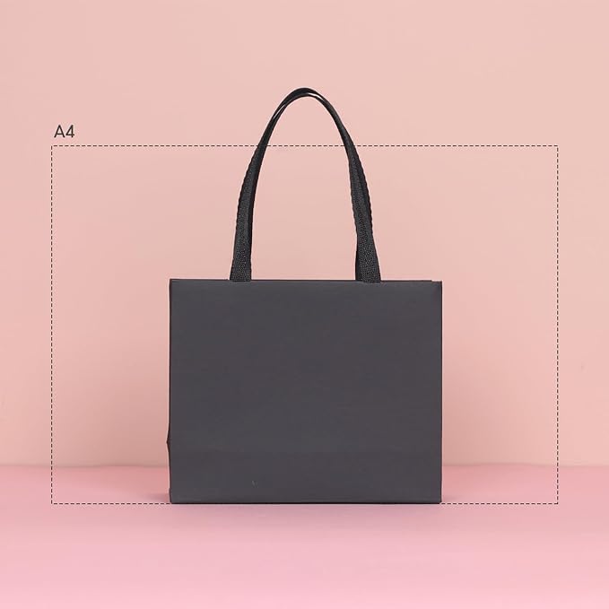 16pcs 6.3x2.4x5.1" (1) Small Size, Black Paper Bags with Black Cotton Handles, Thick Sturdy Durable Gift bags