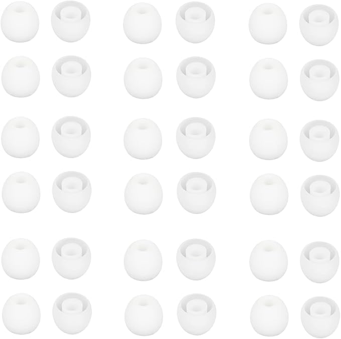 36 Pieces Small Earbud Tips Soft and Comfortable Silicone Earbud Tips Ear Bud Replacement Pieces Silicone Fit Most in-Ear Headphones，Inner Hole 3.8mm -5.5mm，Small White Replacement Eartips