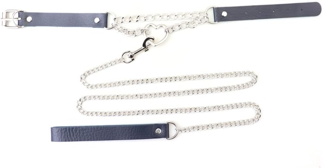 Harajuku Peach Heart Choker Punk Hauling Chain PU Leather Collar Gothic Necklace NightClub Goth Leash Belts