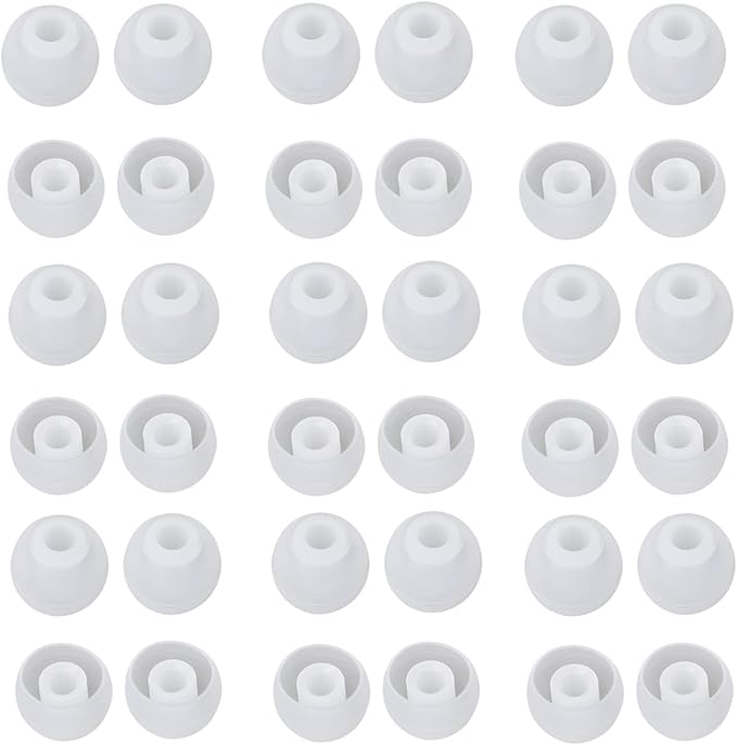 36 Pieces Large Earbud Tips Soft and Comfortable Ear Bud Replacement Pieces Silicone Fit Most in-Ear Headphones，Inner Hole 3.8mm -5.5mm，Large Clear White Replacement Earbuds Silicone Tips