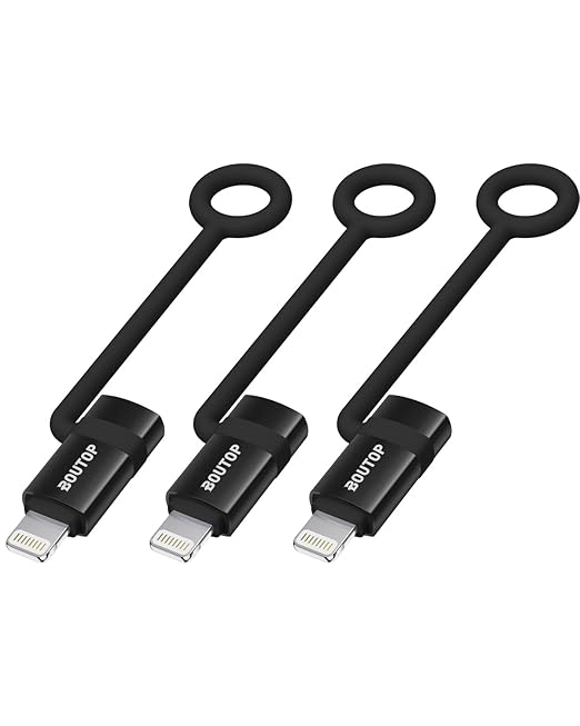 [MFi Certified] 36W USB C to Lightning Cable Adapter, Support Data Sync/PD Fast Charging Compatible with iPhone iPad AirPods, with Anti-Lost Holder - Black 3 Pack