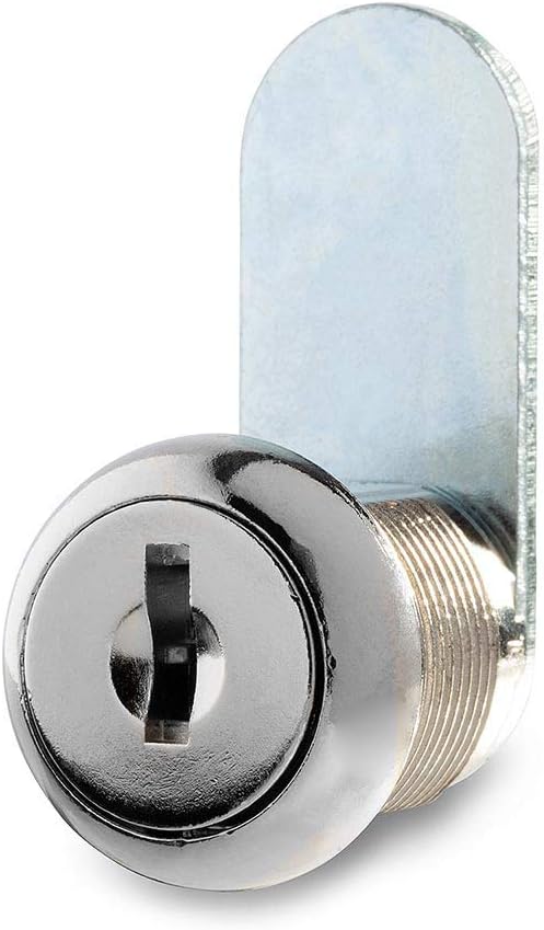 Cabinet Cam Lock - 5/8" Pack of 4 Cabinet Locks with Keys for RVs, Drawer Lock Including 4 Cylinder Round Face Tool Box Locks, 4 Straight & 4 Offset Cams, 4 Alike Keys with Bonus Key Chain