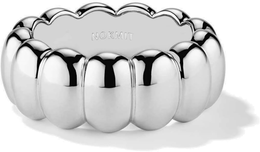 NOKMIT 14K Gold Filled Chunky Statement Rings for Women Cute Puffy Dome Croissant Thumb Band Non Tarnish Comfort Fit Size 5-10