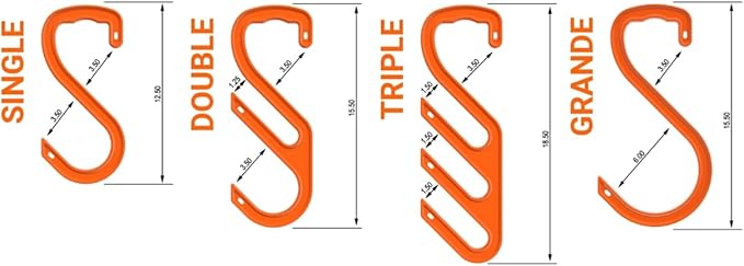 HIGH 5 Hook Triple - Heavy Duty, Industrial Safety Hook for Hanging Cables, Cords, Hoses and Welding Leads. 250 lb Capacity (Box of 20)