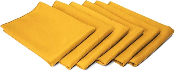 TableLinensforLess 17x17 Inch Polyester Cloth Napkins, Set of 6 (Gold)