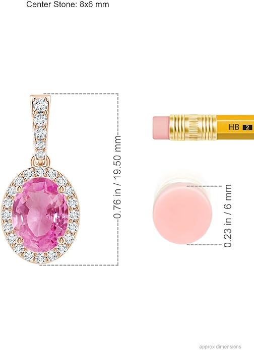 Angara Natural Pink Sapphire Pendant for Women | Vintage Style Oval Pink Sapphire Halo Pendant in 14K Solid Gold/Platinum With 18" Chain | Birthday, Anniversary, Gemstone Jewelry Gift