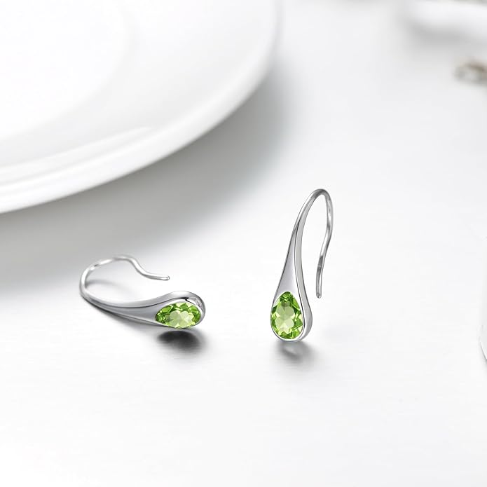 925 Sterling Silver Small Pear-Shaped Modern Style Hook Earrings with Crystals from Austria