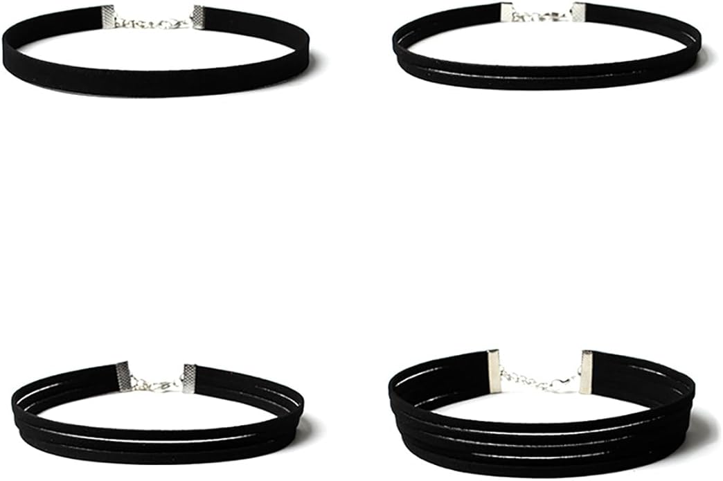 Gothic Black Velvet Choker Set for Womens Vintage Gothic Lace Vampire Choker Necklace Adjustable Layered Lace Chokers Halloween Jewelry