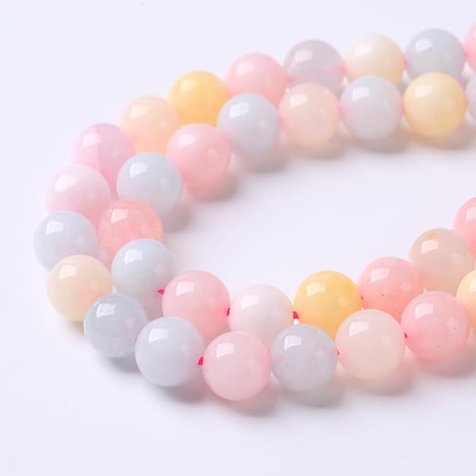 120PCS 6mm Natural Stone Morganite Beads Round Loose Beads for Jewelry Making DIY Bracelets Necklaces Crystal Energy Healing Stone Beads 32" 2 Strand
