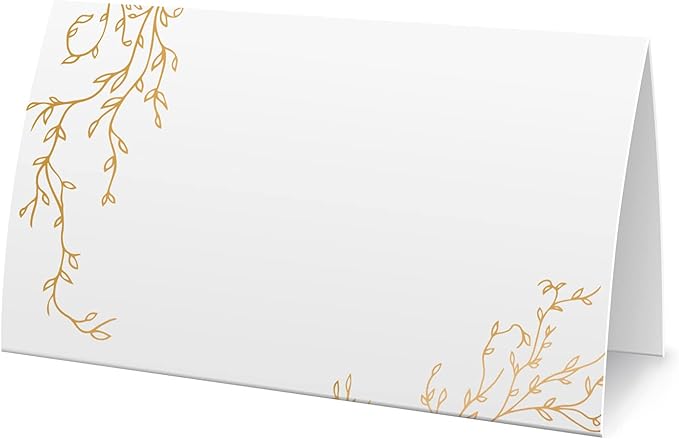 Golden Leaf Food Tent Labels - 25 Pack Wedding & Banquet Table Cards - Perfect for Place Cards, Buffet Food Labels (FZ-a07)
