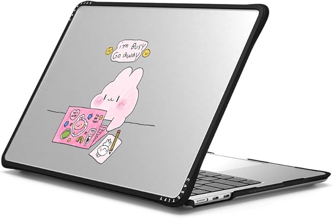 CASETiFY Impact MacBook Air 13.6" (M2-M4) Case [Cushioned Impact Corners/Scratch-Resistant/Anti-Slip Grip] - I'm Busy - Clear Black