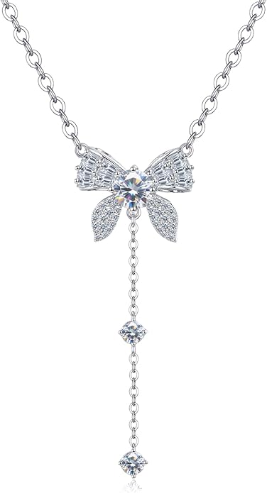925 Sterling Silver Butterfly Moissanite Necklace for Women, D Color Moissanite Pendant with Delicate Chain Jewelry Gift for Her