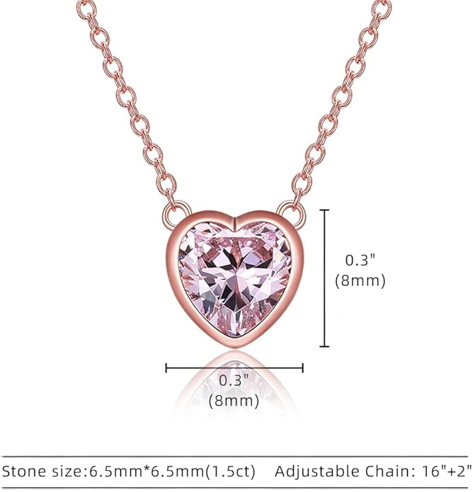 925 Sterling Silver Cubic Zirconia Necklace and Earrings Set for Women, Heart, Cushion, Round, Emerald Cut CZ, Solitaire Bezel Jewelry Set, CZ Bridal Jewelry Set, Bridesmaid Gift