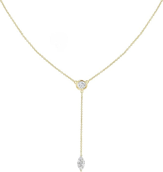 Gold Necklace for Women, Dainty Gold Long Necklaces 14k Gold Plated Prom Lariat Necklace Cute Choker Necklaces for Women Trendy Stuff Fashion Costume Gold Accessories Christmas Jewelry Gifts