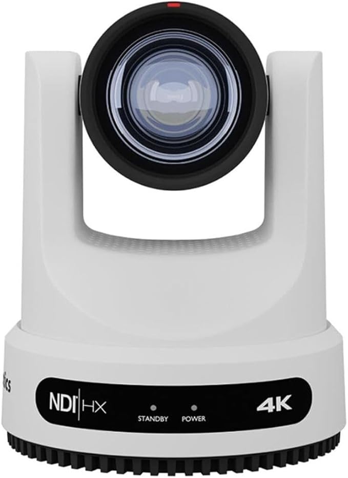 PTZOptics Move 4K 20x Auto-Tracking PTZ Camera with Built-in Tally Light, 3D Noise Reduction, and Advanced White Balance Modes (White)